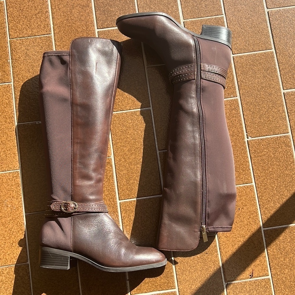 Bandolino Brown leather riding tall boots women size 7.5 - Picture 7 of 17